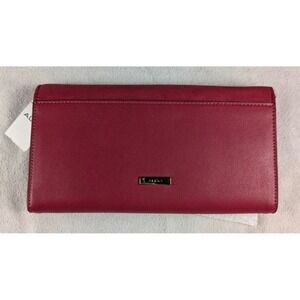 NEW Aldo Ringtail Dark Red Faux Suede Leather Clutch Evening Bag Gold Chain